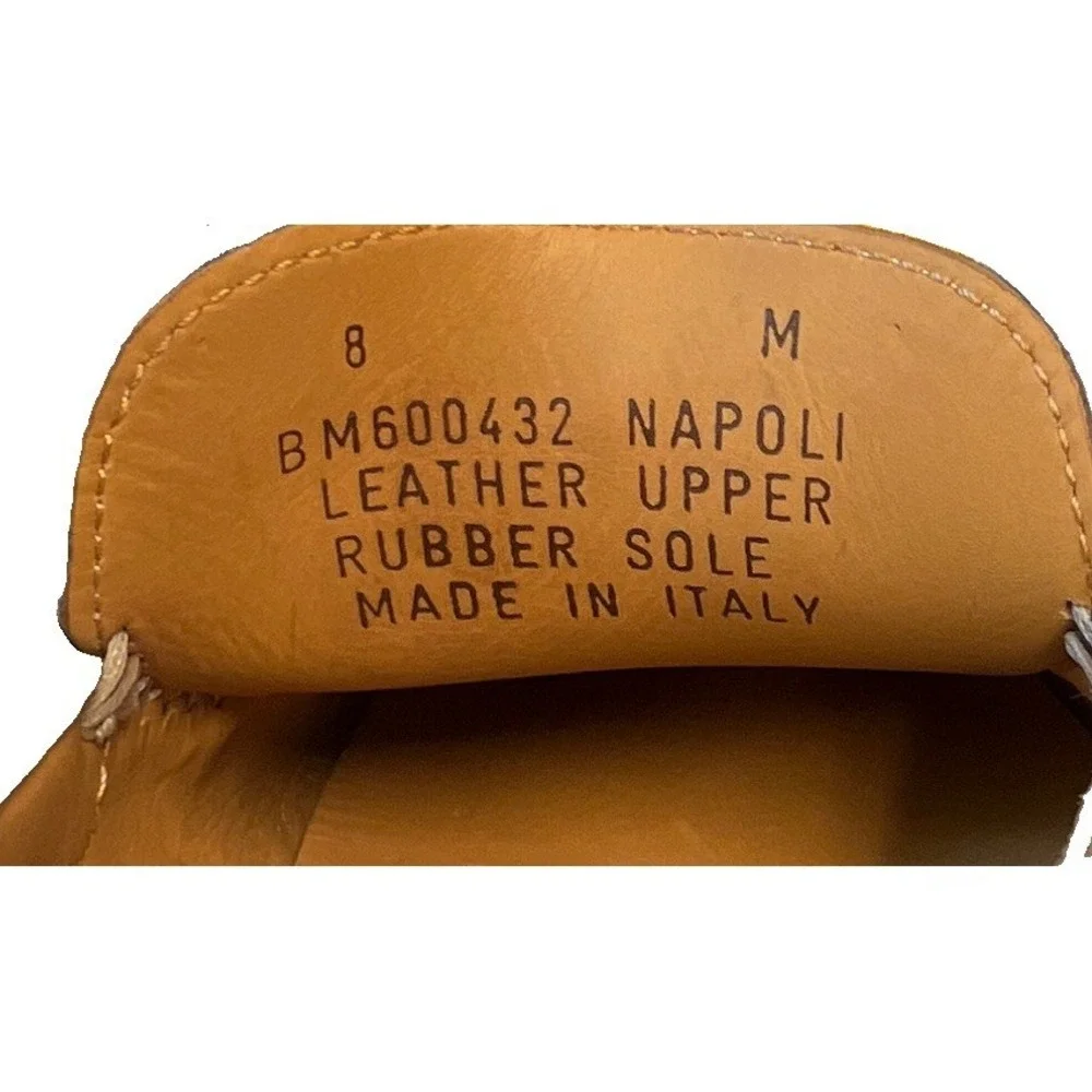 Bruno Magli Napoli Men's Brown Leather Slip-On Loafers 8M Rubber Sole Italy